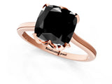 Rose gold Fancy Black Cushion Cut Diamond Solitaire Ring with Flower Prong Setting and Classic Band_37