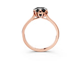 Rose gold Fancy Black Cushion Cut Diamond Solitaire Ring with Flower Prong Setting and Classic Band_39