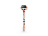Rose gold Fancy Black Cushion Cut Diamond Solitaire Ring with Four-Prong Setting and Pavé Band_5