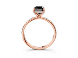 Rose gold Fancy Black Cushion Cut Diamond Solitaire Ring with Four-Prong Setting and Pavé Band_6