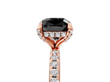 Rose gold Fancy Black Cushion Cut Diamond Solitaire Ring with Four-Prong Setting and Pavé Band_8