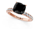 Rose gold Fancy Black Cushion Cut Diamond Solitaire Ring with Pavé Accents and Four-Prong Setting_1