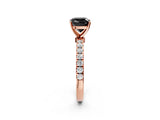 Rose gold Fancy Black Cushion Cut Diamond Solitaire Ring with Pavé Accents and Four-Prong Setting_2