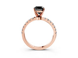Rose gold Fancy Black Cushion Cut Diamond Solitaire Ring with Pavé Accents and Four-Prong Setting_3