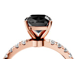 Rose gold Fancy Black Cushion Cut Diamond Solitaire Ring with Pavé Accents and Four-Prong Setting_4