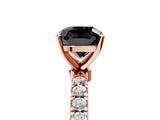 Rose gold Fancy Black Cushion Cut Diamond Solitaire Ring with Pavé Accents and Four-Prong Setting_5