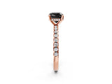 Rose gold Fancy Black Cushion Cut Diamond Solitaire Ring with Pavé Band and Four-Prong Setting_14