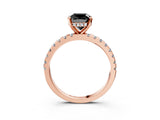 Rose gold Fancy Black Cushion Cut Diamond Solitaire Ring with Pavé Band and Four-Prong Setting_15