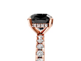 Rose gold Fancy Black Cushion Cut Diamond Solitaire Ring with Pavé Band and Four-Prong Setting_17
