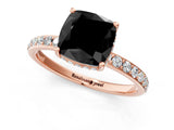 Rose gold Fancy Black Cushion Cut Diamond Solitaire Ring with Pavé Band and Hidden Halo_13