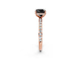 Rose gold Fancy Black Cushion Cut Diamond Solitaire Ring with Pavé Band and Hidden Halo_14