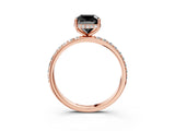Rose gold Fancy Black Cushion Cut Diamond Solitaire Ring with Pavé Band and Hidden Halo_15