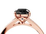 Rose gold Fancy Black Cushion Cut Diamond Solitaire Ring with Pavé Band and Prong Setting_16
