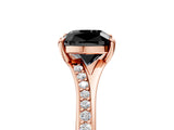 Rose gold Fancy Black Cushion Cut Diamond Solitaire Ring with Pavé Band and Prong Setting_17