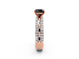 Rose gold Fancy Black Cushion Cut Diamond Solitaire Ring with Pavé and Channel Set Band_2