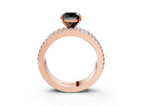 Rose gold Fancy Black Cushion Cut Diamond Solitaire Ring with Pavé and Channel Set Band_3
