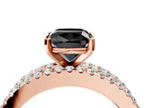 Rose gold Fancy Black Cushion Cut Diamond Solitaire Ring with Pavé and Channel Set Band_4