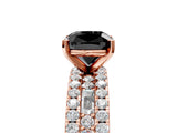Rose gold Fancy Black Cushion Cut Diamond Solitaire Ring with Pavé and Channel Set Band_5