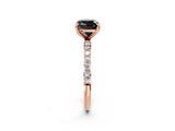 Rose gold Fancy Black Cushion Cut Diamond Solitaire Ring with Pave Band and Four Prong Setting_14