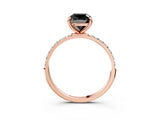 Rose gold Fancy Black Cushion Cut Diamond Solitaire Ring with Pave Band and Four Prong Setting_15