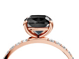 Rose gold Fancy Black Cushion Cut Diamond Solitaire Ring with Pave Band and Four Prong Setting_16