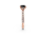 Rose gold Fancy Black Cushion Cut Diamond Solitaire Ring with Round  Pavé Band and Four-Prong Setting_38