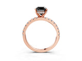 Rose gold Fancy Black Cushion Cut Diamond Solitaire Ring with Round  Pavé Band and Four-Prong Setting_39