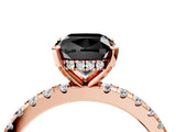 Rose gold Fancy Black Cushion Cut Diamond Solitaire Ring with Round  Pavé Band and Four-Prong Setting_40