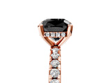Rose gold Fancy Black Cushion Cut Diamond Solitaire Ring with Round  Pavé Band and Four-Prong Setting_41