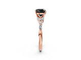 Rose gold Fancy Black Cushion Cut Diamond Solitaire Ring with Side Stones and Four-Prong Setting_14