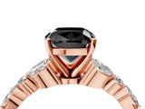Rose gold Fancy Black Cushion Cut Diamond Solitaire Ring with Side Stones and Four-Prong Setting_16