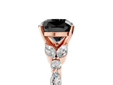 Rose gold Fancy Black Cushion Cut Diamond Solitaire Ring with Side Stones and Four-Prong Setting_17