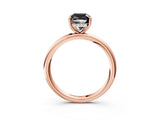 Rose gold Fancy Black Cushion Cut Diamond Solitaire Ring with Thin Band and Four-Prong Setting_3