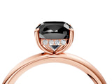 Rose gold Fancy Black Cushion Cut Diamond Solitaire Ring with Thin Band and Four-Prong Setting_4