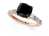 Rose gold Fancy Black Cushion Cut Diamond Solitaire with Side Baguettes and Channel Set Band_1