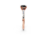 Rose gold Fancy Black Cushion Cut Diamond Solitaire with Side Baguettes and Channel Set Band_2