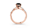 Rose gold Fancy Black Cushion Cut Diamond Solitaire with Side Baguettes and Channel Set Band_3