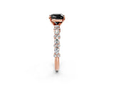 Rose gold Fancy Black Cushion Cut Diamond Solitaire with Side Stones, Pave Band, Four-Prong Setting_26
