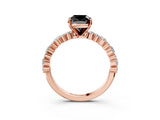Rose gold Fancy Black Cushion Cut Diamond Solitaire with Side Stones, Pave Band, Four-Prong Setting_27