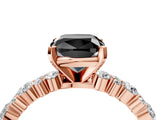 Rose gold Fancy Black Cushion Cut Diamond Solitaire with Side Stones, Pave Band, Four-Prong Setting_28