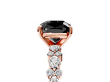 Rose gold Fancy Black Cushion Cut Diamond Solitaire with Side Stones, Pave Band, Four-Prong Setting_29