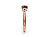 Rose gold Fancy Black Cushion Cut Diamond Split Shank Engagement Ring with Pavé Band_2