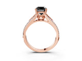 Rose gold Fancy Black Cushion Cut Diamond Split Shank Engagement Ring with Pavé Band_3