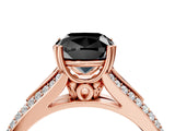 Rose gold Fancy Black Cushion Cut Diamond Split Shank Engagement Ring with Pavé Band_4
