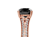 Rose gold Fancy Black Cushion Cut Diamond Split Shank Engagement Ring with Pavé Band_5