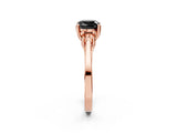 Rose gold Fancy Black Cushion Cut Diamond Three-Stone Engagement Ring with Prong Setting and Pavé Band_2