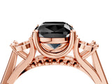 Rose gold Fancy Black Cushion Cut Diamond Three-Stone Engagement Ring with Prong Setting and Pavé Band_4