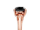 Rose gold Fancy Black Cushion Cut Diamond Three-Stone Engagement Ring with Prong Setting and Pavé Band_5
