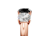 Rose gold Fancy Black Cushion Cut Diamond Three-Stone Ring with Four-Prong Setting and Classic Band_5
