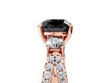 Rose gold Fancy Black Cushion Cut Diamond Three-Stone Ring with Pavé Split Shank and Four-Prong Setting_5